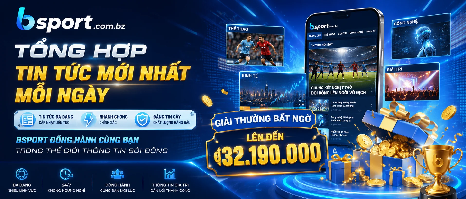 Trang tin bsport với bố cục tối ưu cho di động